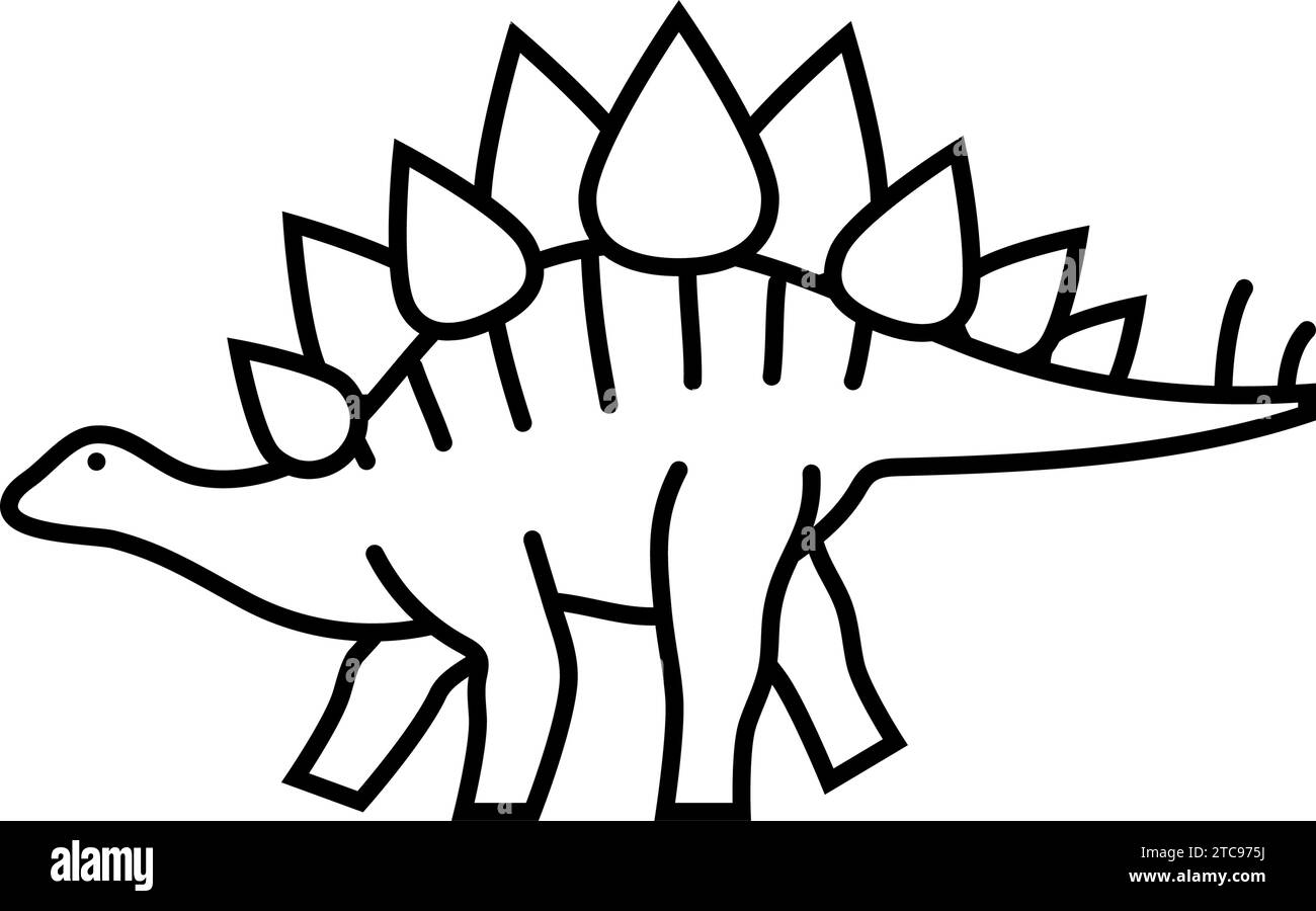 stegosaurus Dinosaurier Tierlinien-Symbol Vektordarstellung Stock Vektor
