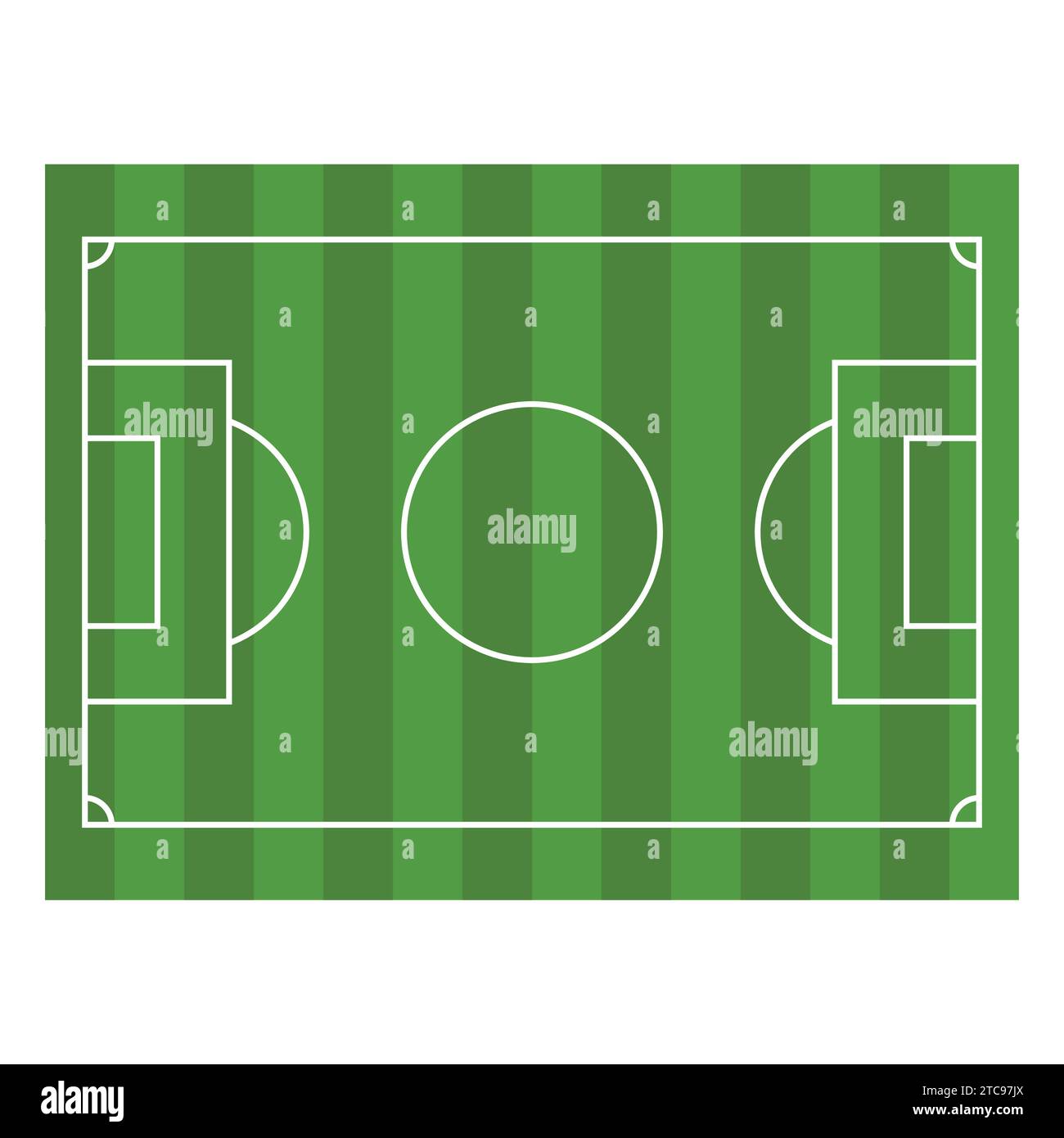 Flacher Fußball-Fußball-Boden-Pitch-Vektor-Illustration von oben Ansicht Fußball-Fußball-Boden-Symbol Stock Vektor