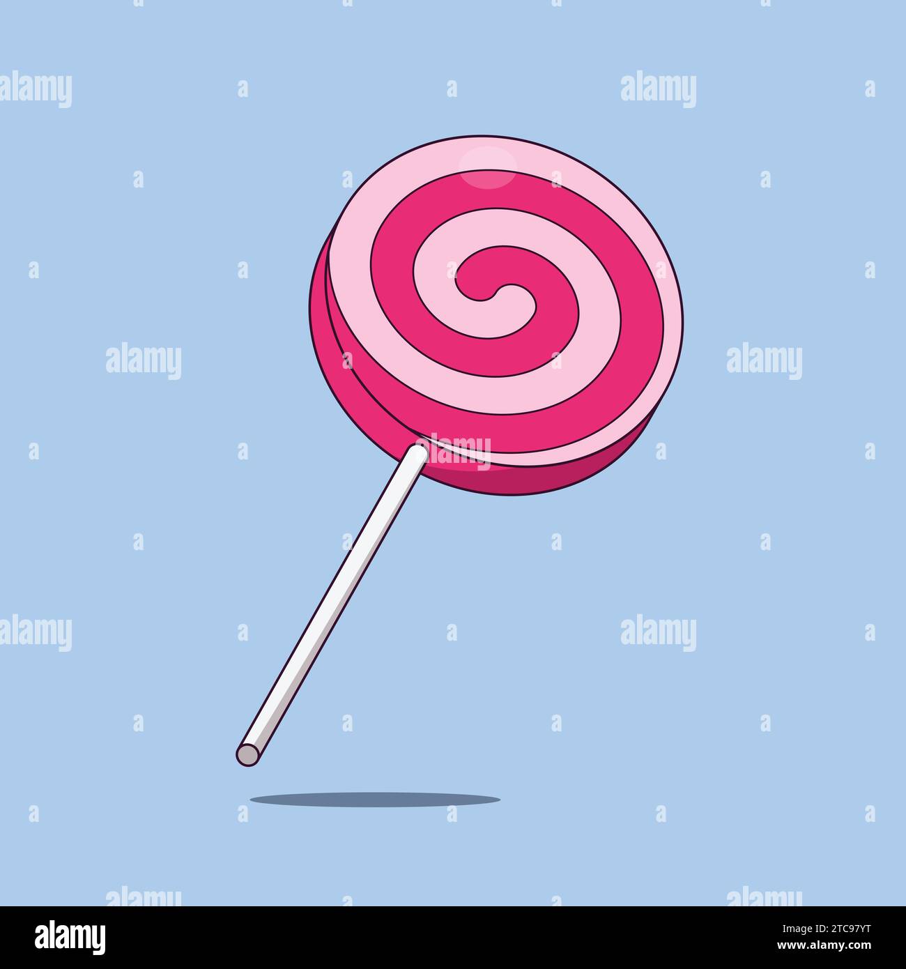 Rosa Erdbeere Lutscher Vektor-Illustration Icon Süße Süßigkeiten Stock Vektor