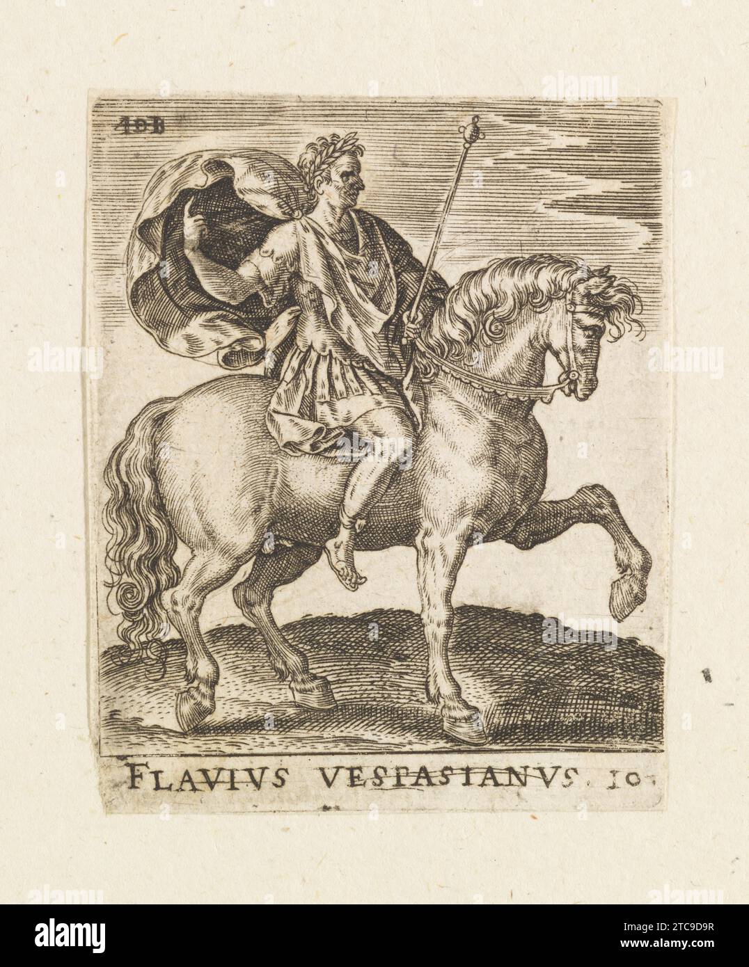 Flavius Vestasianus, aus „Twelve Caesars on Horseback“ 1951 von Abraham de Bruyn Stockfoto