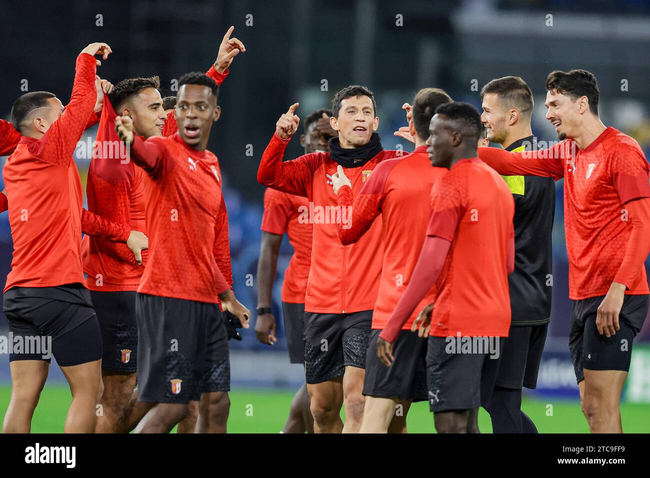 SC Braga trainierte am Tag vor dem Champions League-Fußballspiel gegen den SSC Napoli im Diego Armando Maradona-Stadion am 11. Dezember 2023 Stockfoto