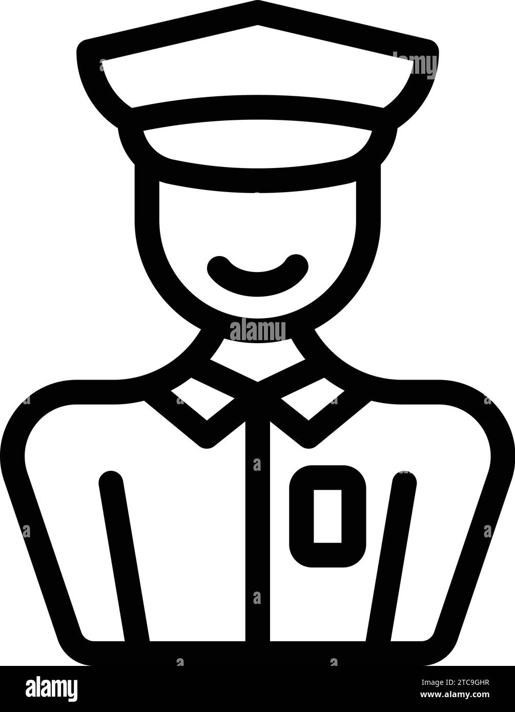 Flughafensicherheitsmitarbeiter-Symbol-Umrissvektor. Bordpersonal am Flughafen. Fluginspektionsteam Stock Vektor