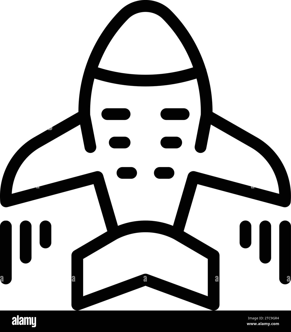 Fliegende Flugzeugsymbol-Umrissvektor. Flugzeugtransport aus der Luft. Flug vom Flughafen Stock Vektor
