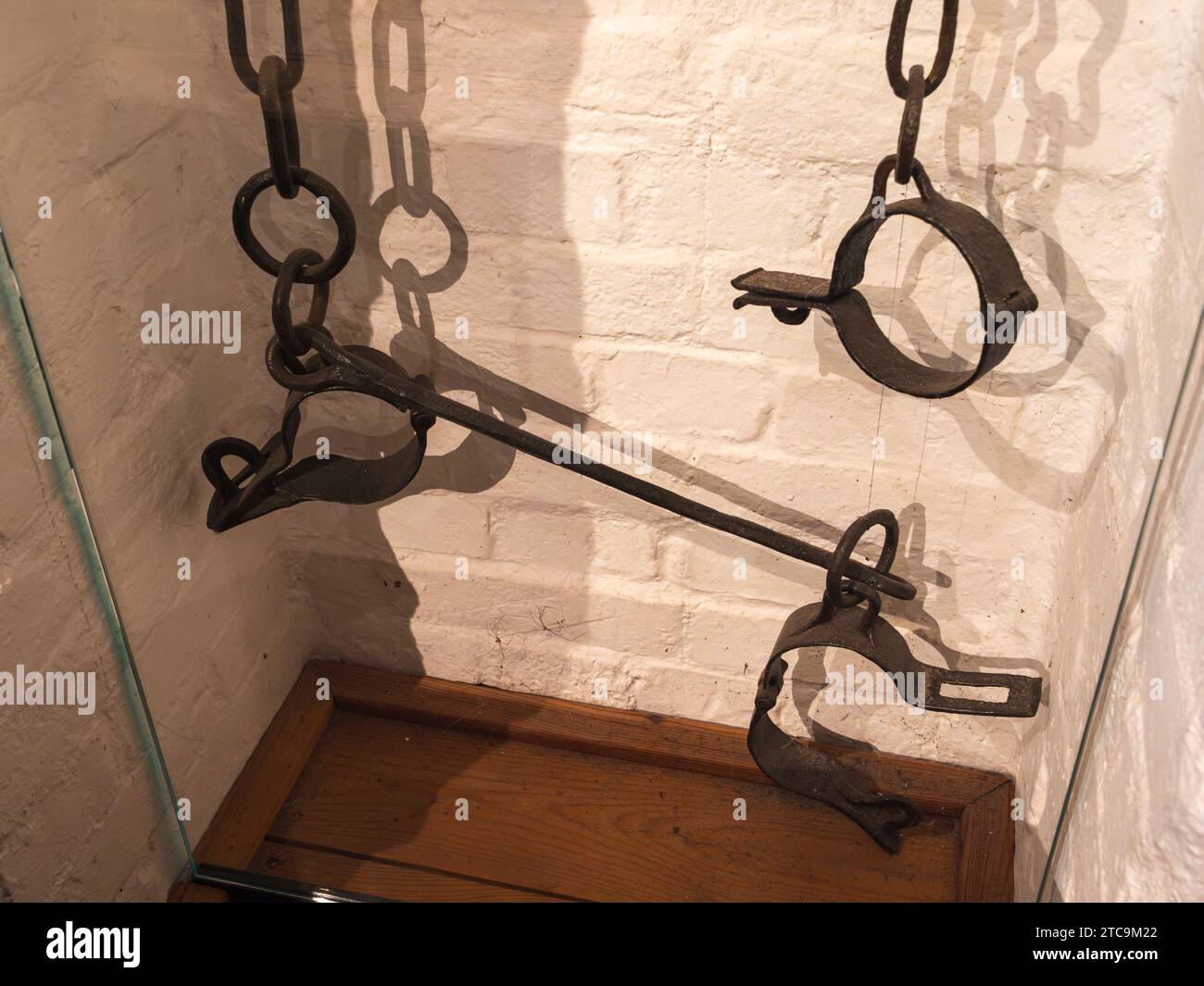 Sklavenketten wurden im Internationalen Seeschifffahrtsmuseum in der HafenCity in Hamburg eingesetzt. Stockfoto