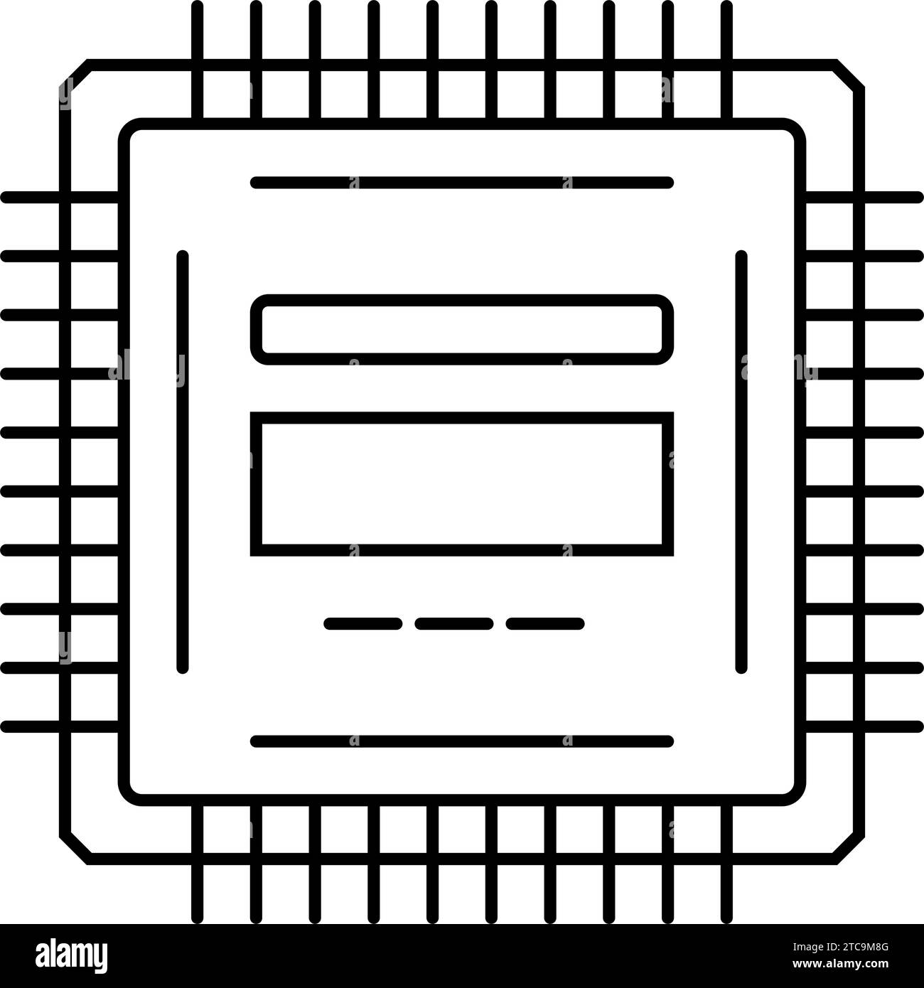 Vektordarstellung des Symbols der elektronischen Bauteillinie des Mikrocontrollers Stock Vektor
