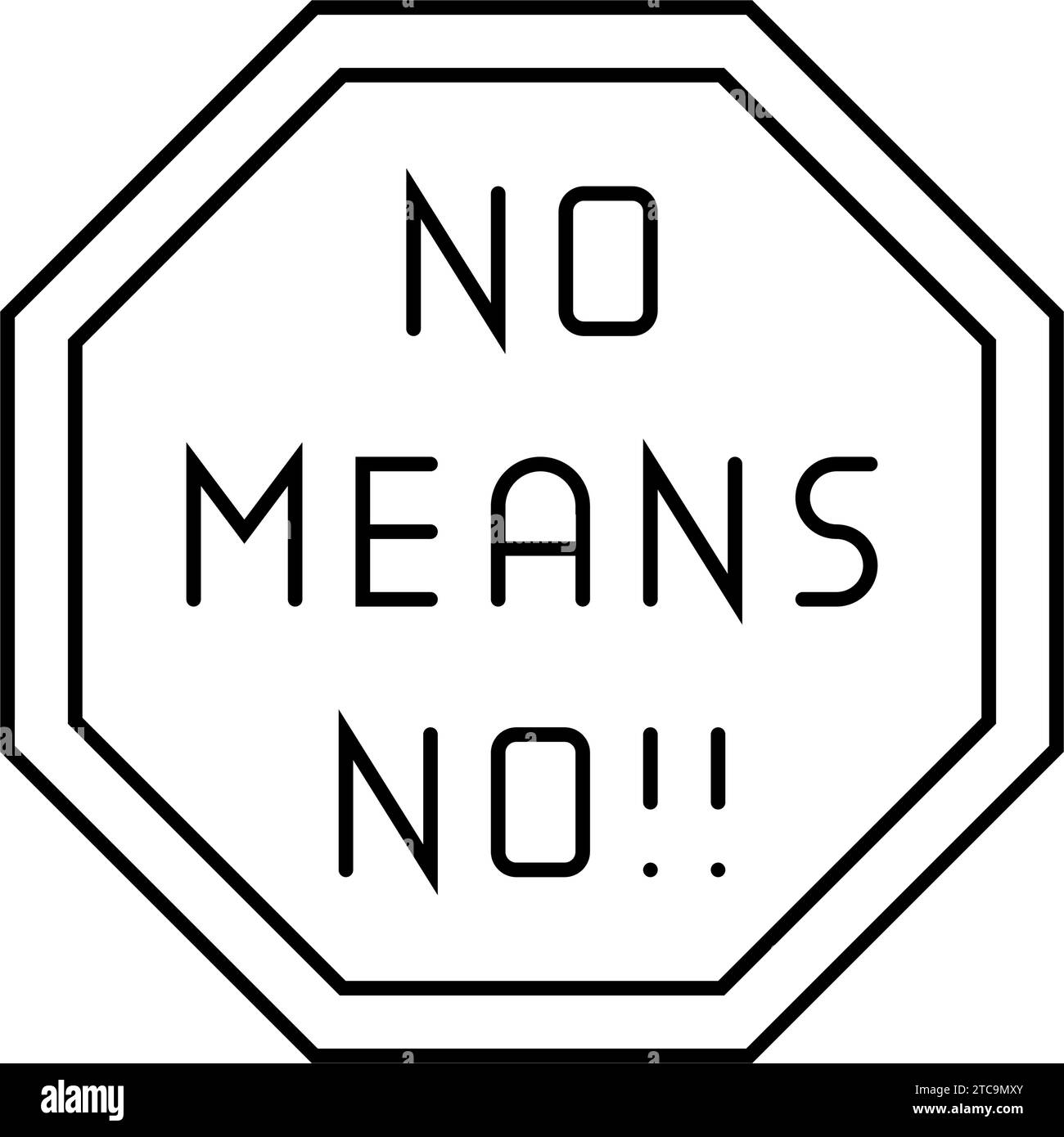 Nein bedeutet keine Feminismus-Frauen-Linien-Symbolvektordarstellung Stock Vektor