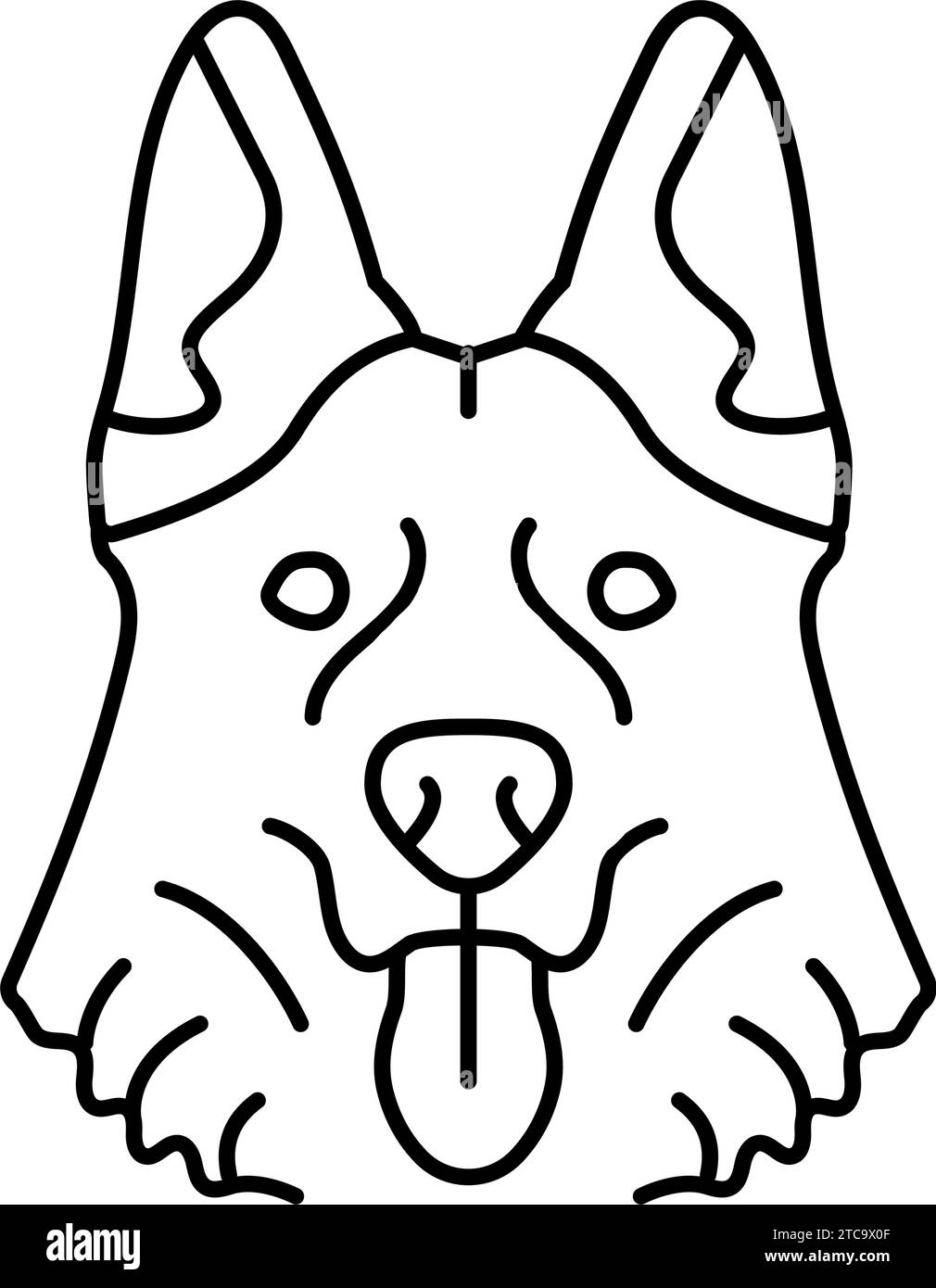 deutscher Schäferhund Hündchen Tierlinie Symbolvektordarstellung Stock Vektor