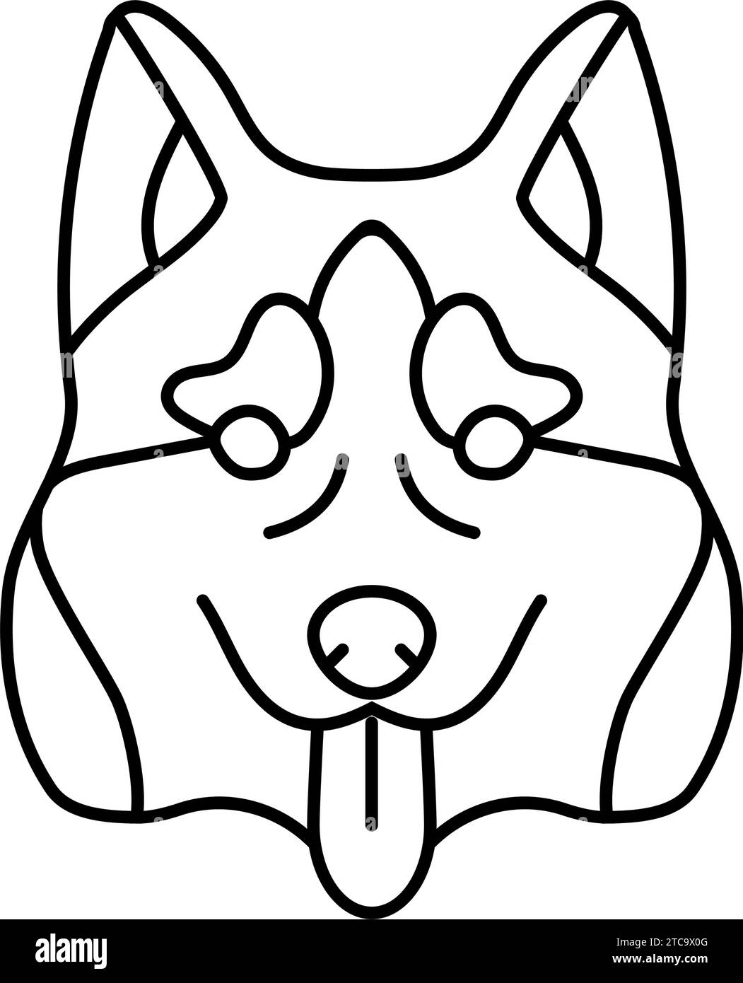 vektordarstellung des symbols mit der Haustierlinie des sibirischen Husky-Hundes Stock Vektor