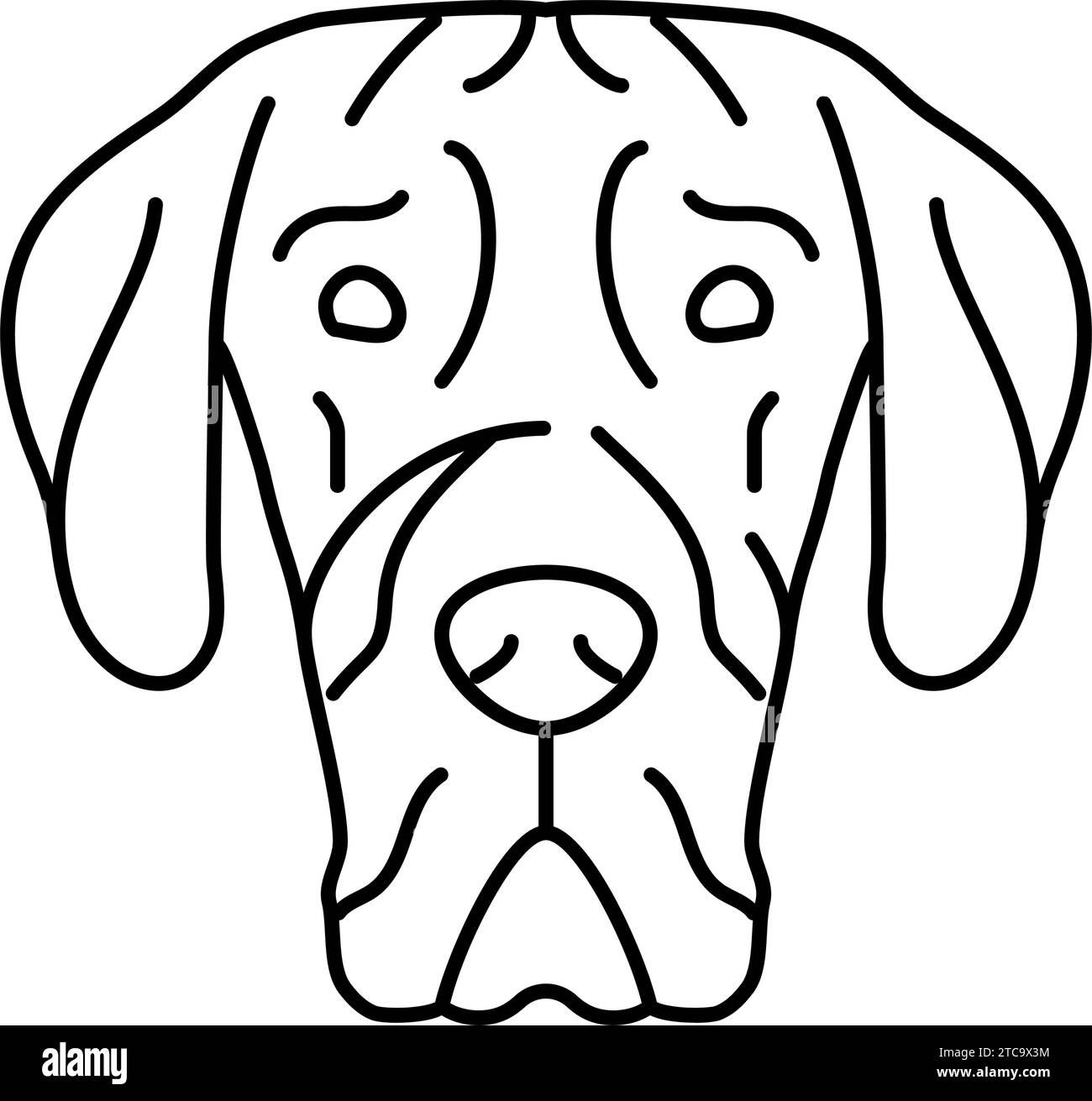 Vektordarstellung des Hundewelpen-Symbols mit der Tierlinie „Great dane“ Stock Vektor
