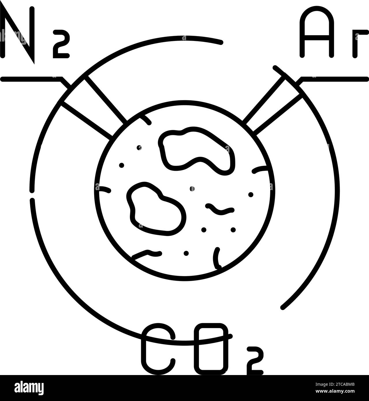marsianer-Atmosphäre, mars-Planet-Linie, Symboldarstellung Stock Vektor