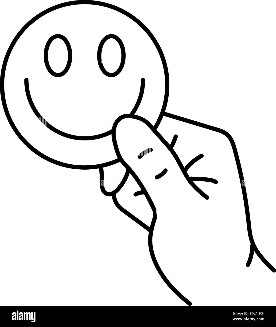 Vektordarstellung des Smiley-Linien-Symbols mit Hand Stock Vektor