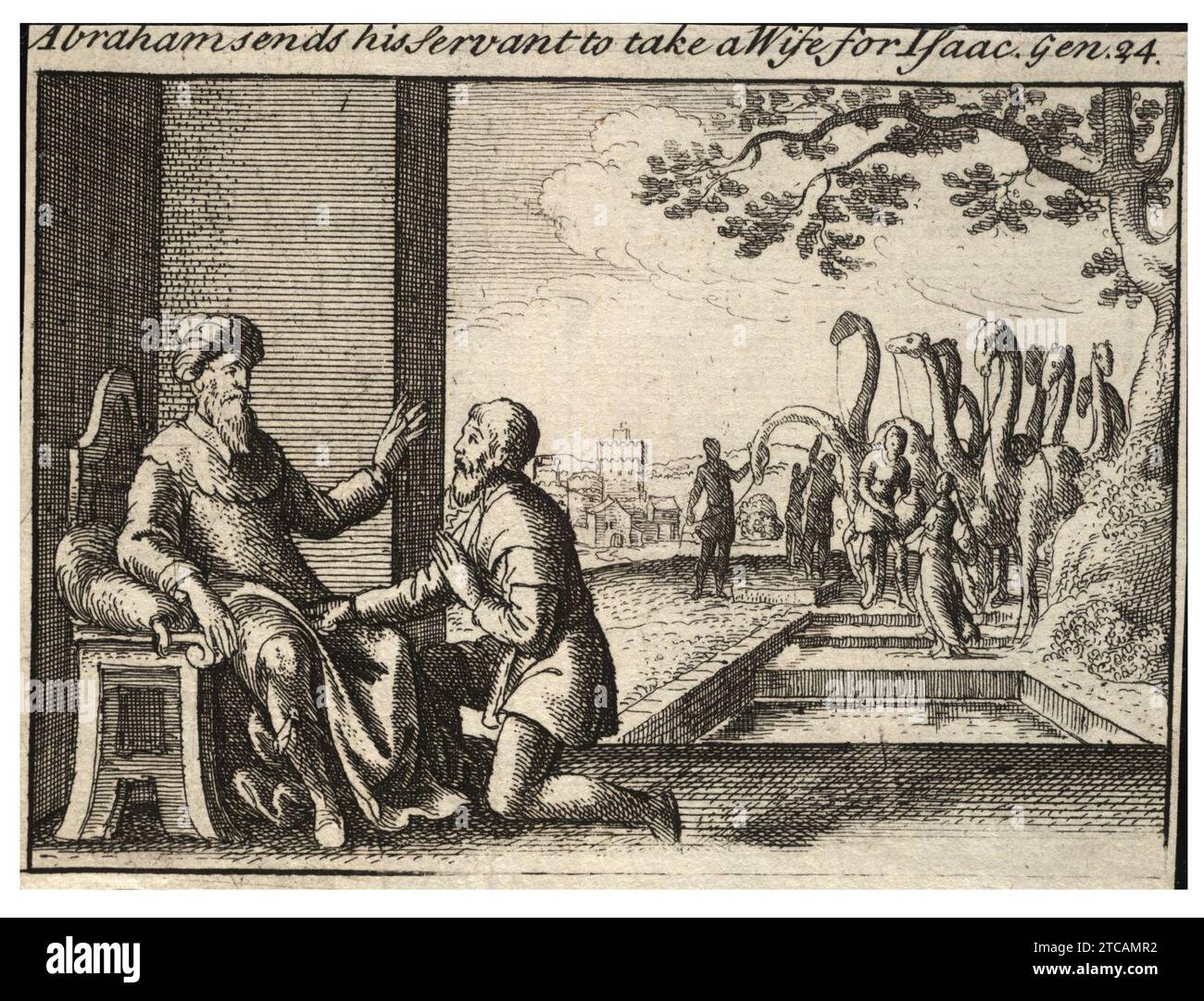 Wenceslas Hollar – Abrahams Diener am Brunnen Nahor (Staat 3). Stockfoto