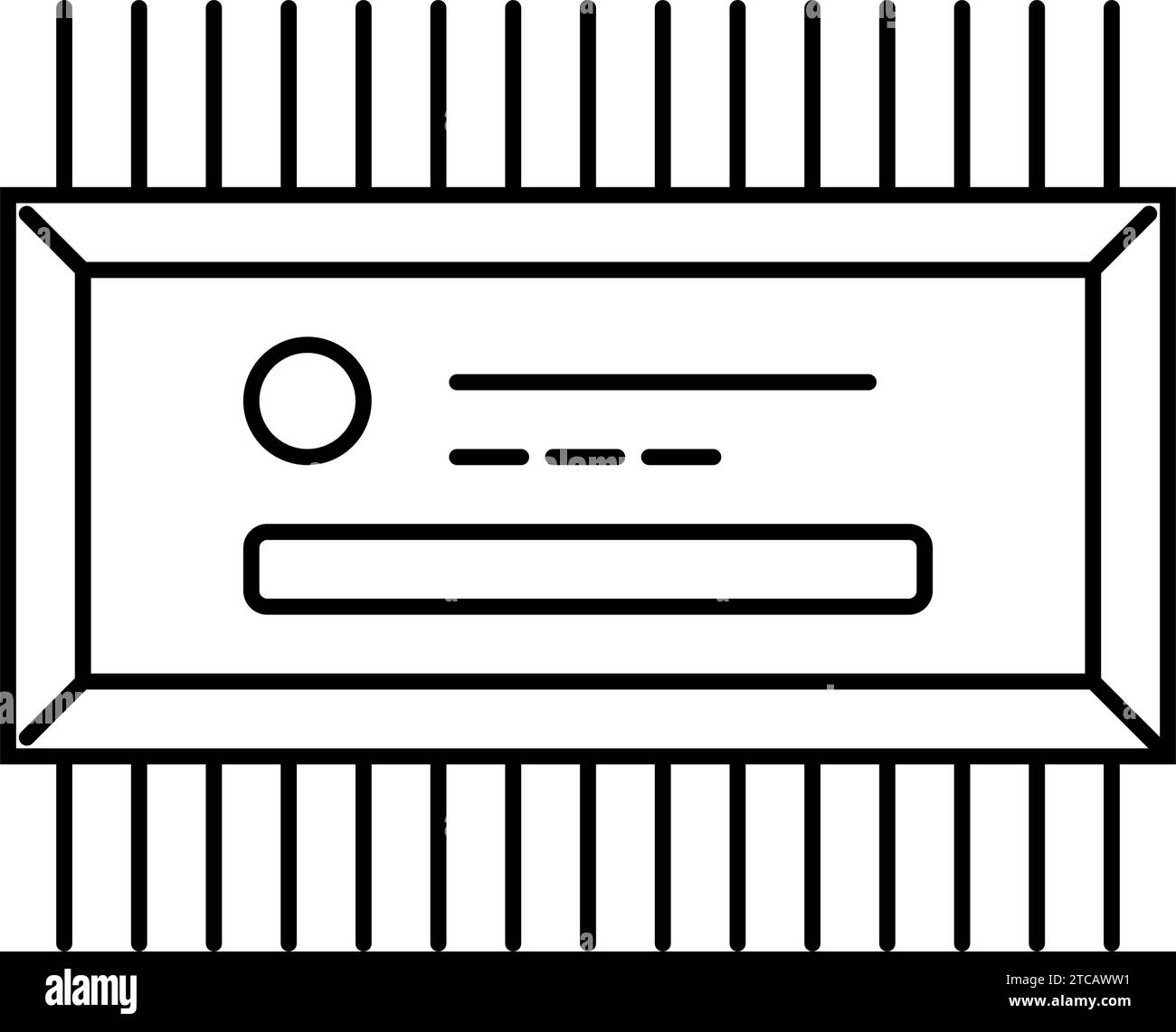 Vektordarstellung des Liniensymbols des Mikrocontrollers für Elektroingenieure Stock Vektor