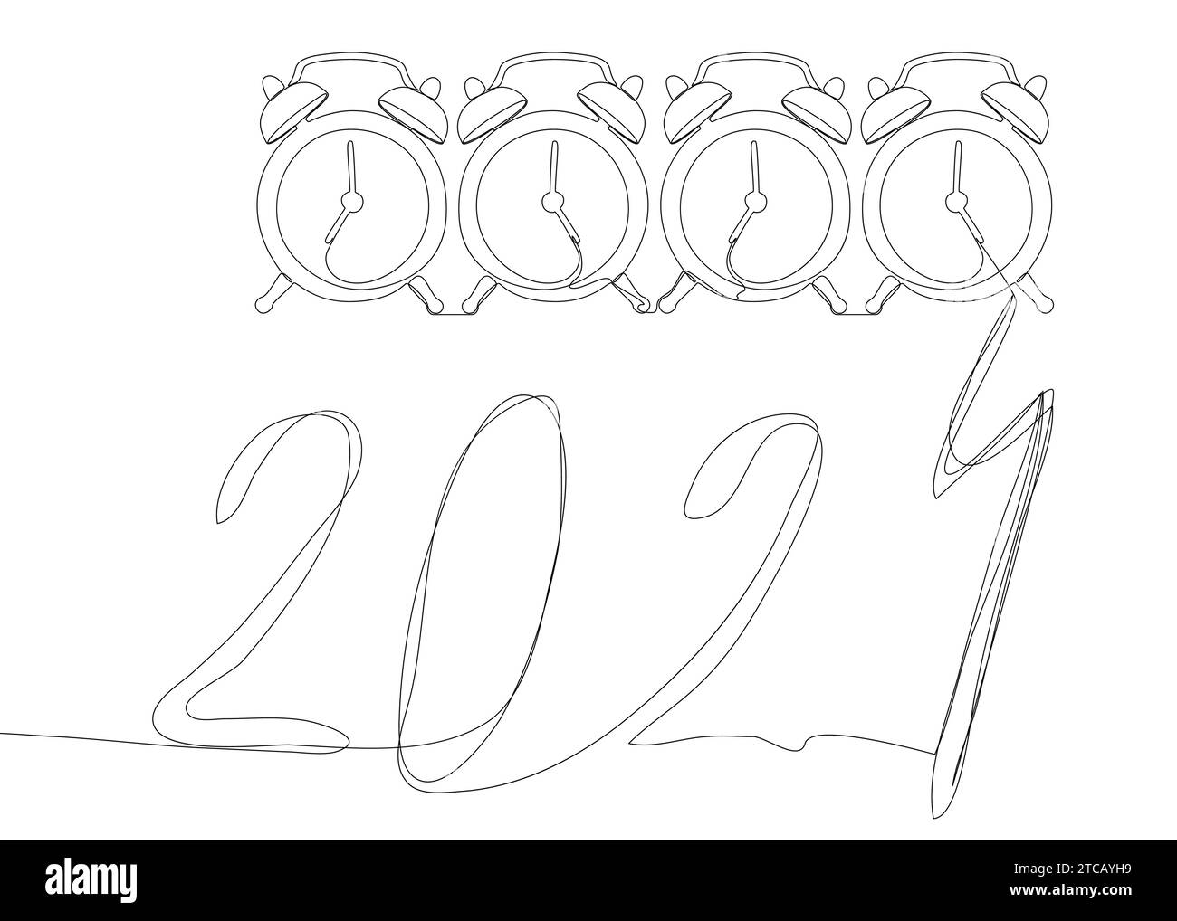 Eine durchgehende Weckzeile mit der Nummer 2024. Thin Line Holiday Illustrations Vektorkonzept. Konturzeichnung kreative Ideen. Stock Vektor