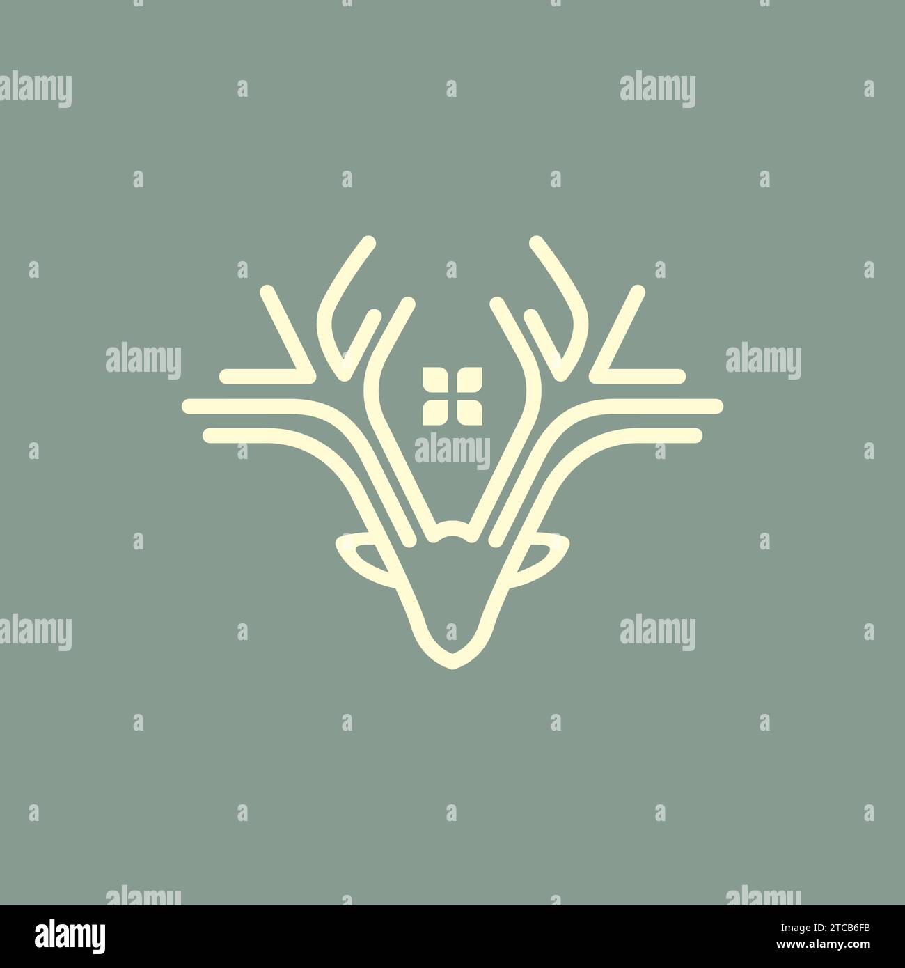 Deer House Logo. Hirschlinienvektor Stock Vektor
