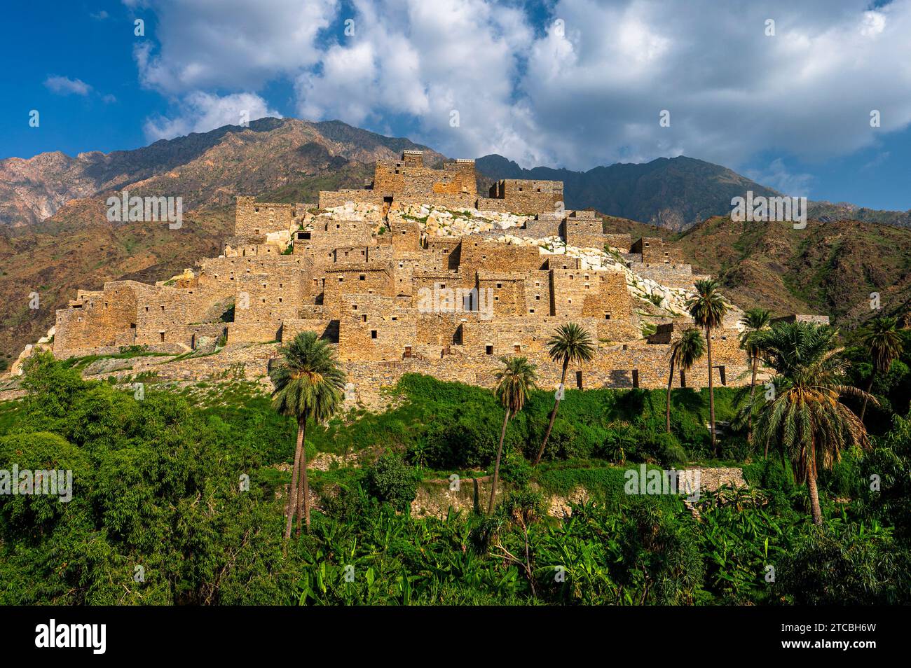 Thee Ain, Al Bahah, Saudi-Arabien - 26. November 2023: Blick auf Thee Ain, Zee Ain oder Dhee Ain, ein historisches Dorf. Stockfoto