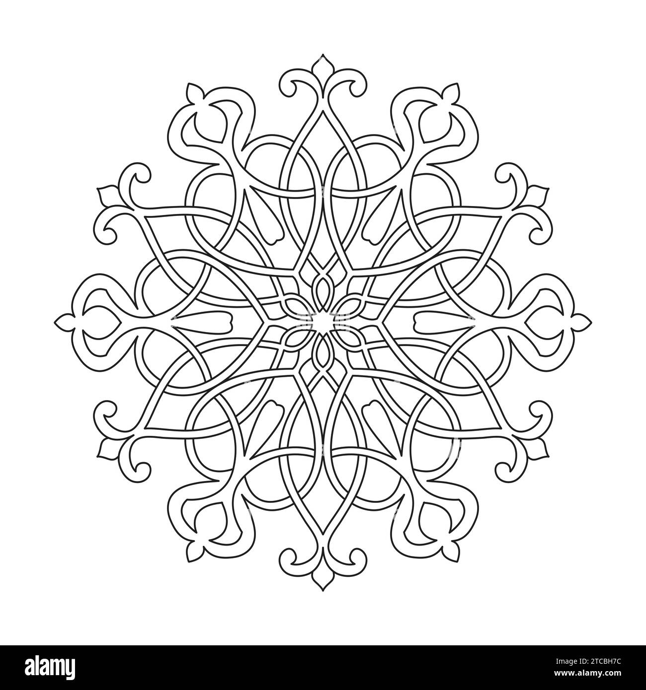 Erwachsene keltische ruhige Strudel Mandala Malbuch Seite für KDP Buch Innenausstattung. Friedliche Blütenblätter, Fähigkeit zum Entspannen, Gehirnerlebnisse, harmonische Oase, Stock Vektor