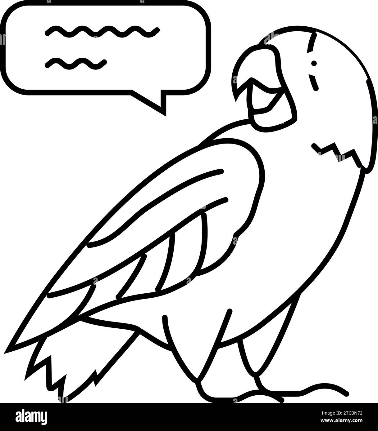 Vektordarstellung des Symbols der sprechenden Papageienvogel-Linie Stock Vektor