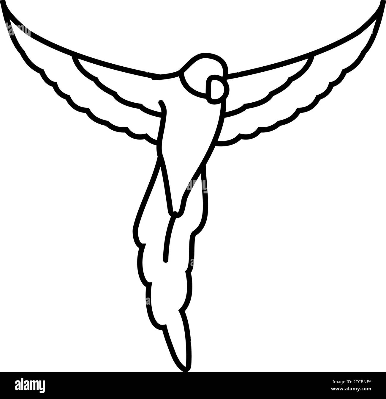 Vektordarstellung des Symbols mit der Vogellinie des fliegenden Papageienvögels Stock Vektor