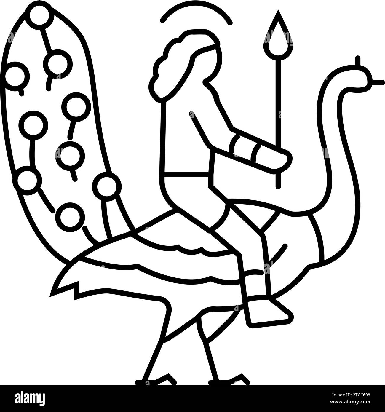 Vektor-Illustration des kartikeya-Liniensymbols des pfauenfahrzeugs Stock Vektor