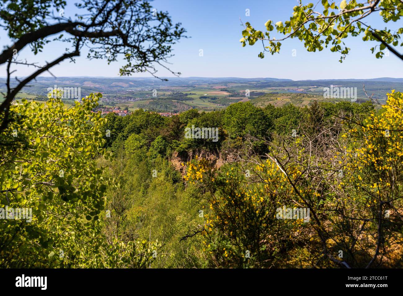 Blick vom Lemberg auf die Landschaft nahe der nahe, Rheinland-Pfalz, Deutschland Stockfoto