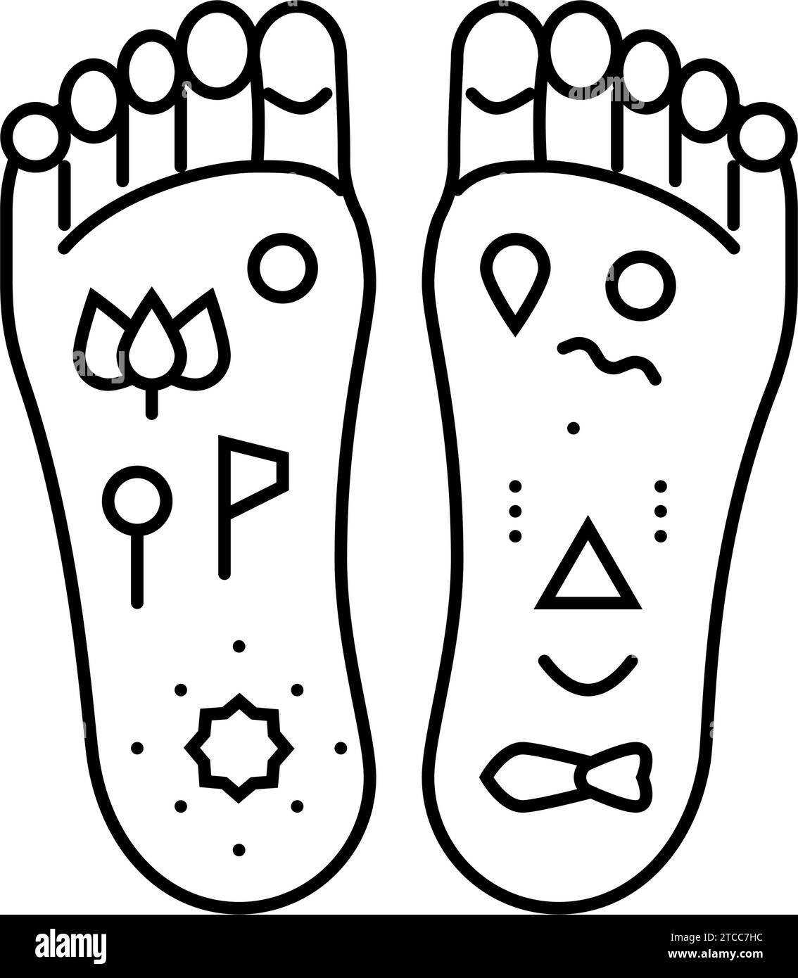 Vektor-Illustration des lotus Feet Divine Feet Line-Symbols Stock Vektor