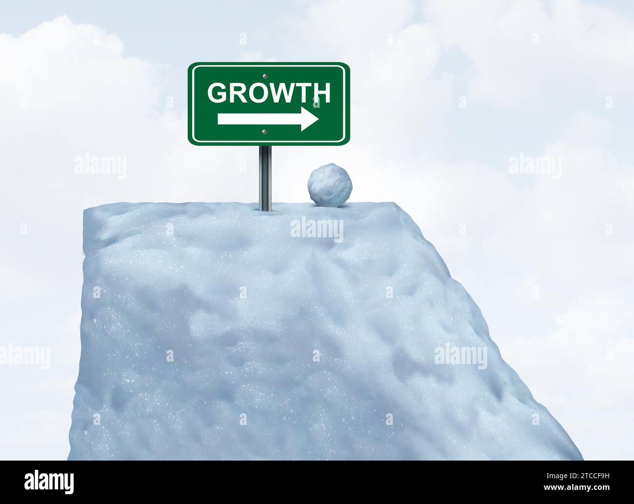 Unternehmensberatung und Wachstumspotenzial Snowball Principal als Erfolgsmetapher für das Wachstum eines Unternehmens Stockfoto