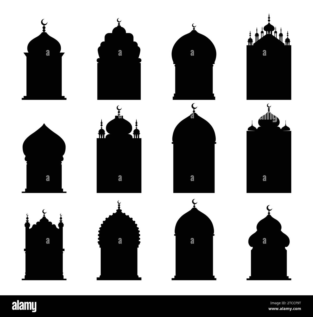 Form der islamischen Tür und arabischer Fensterbogen. Vektor islamische Tür- und Fensterformen. Arabische Tür- und Fenstervektorsilhouette. Sammlung orientalischer Stöcke Stock Vektor