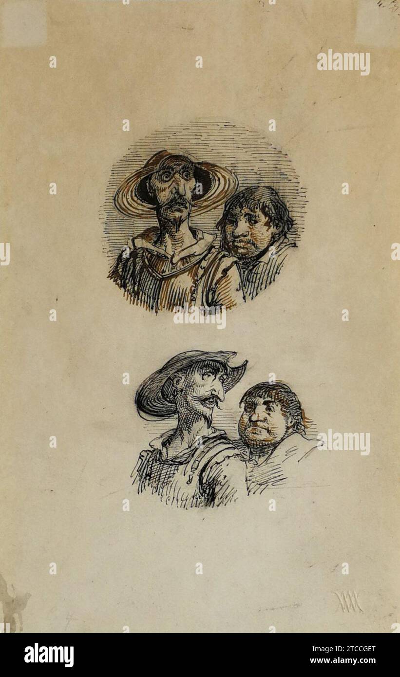 Wilhelm Marstrand - Don Quijote og Sancho Panza. Stockfoto