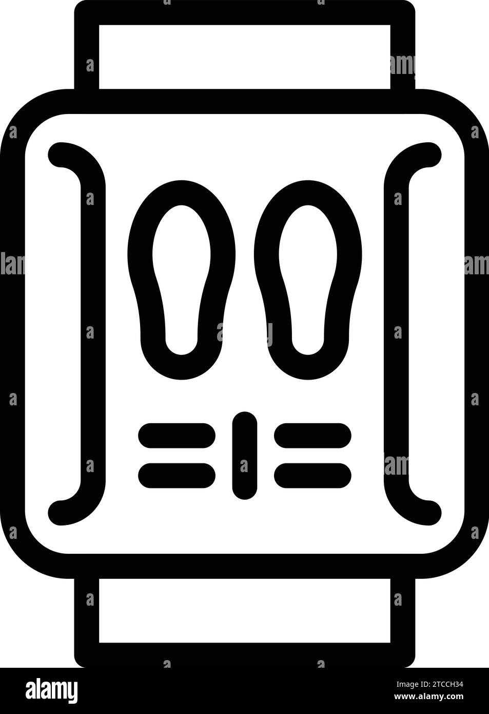 Gehen Uhr Zähler Symbol Umrissvektor. Stufenverfolgungsband. Intelligentes Handgelenk für Schrittzähler Stock Vektor