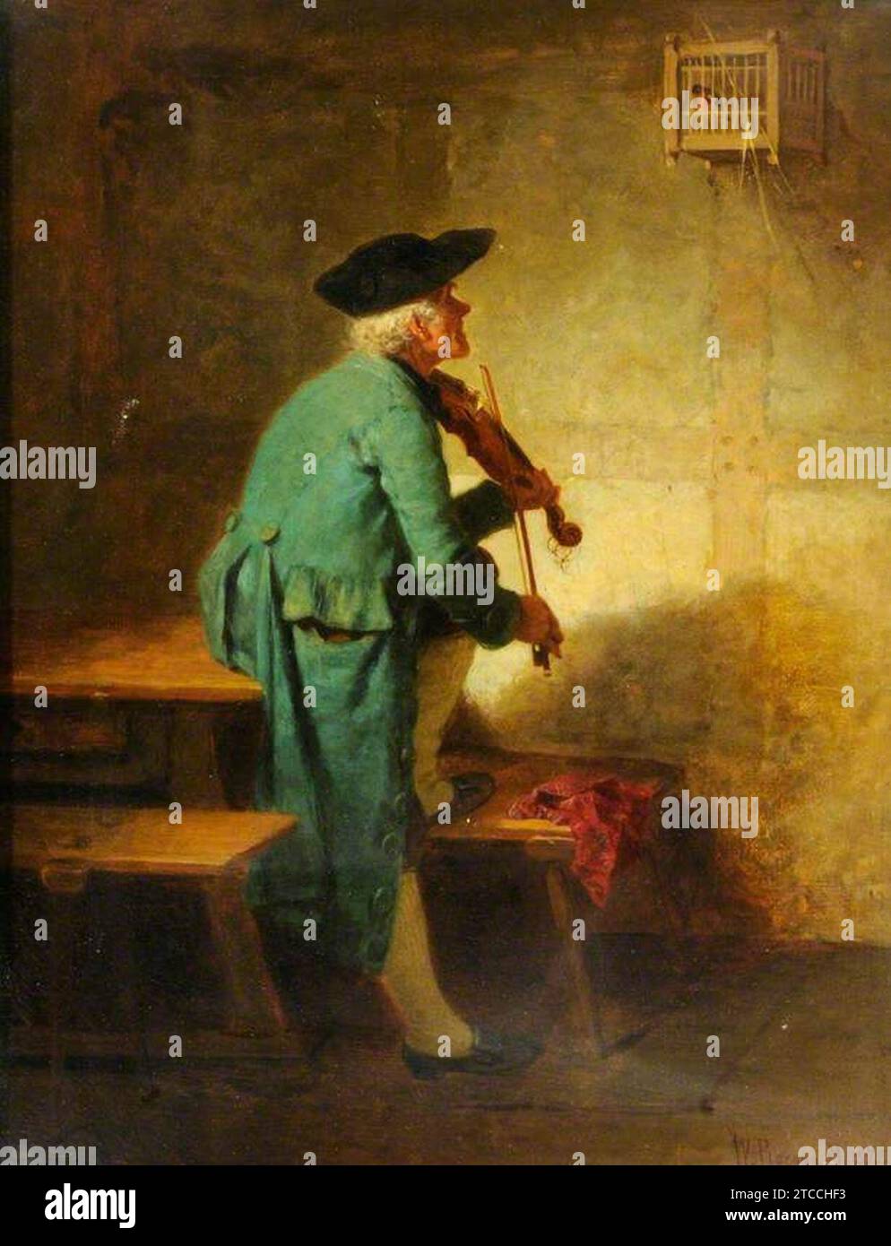 Wilhelm Roegge - der Franzose spielt fur seinen Vogel 1872. Stockfoto