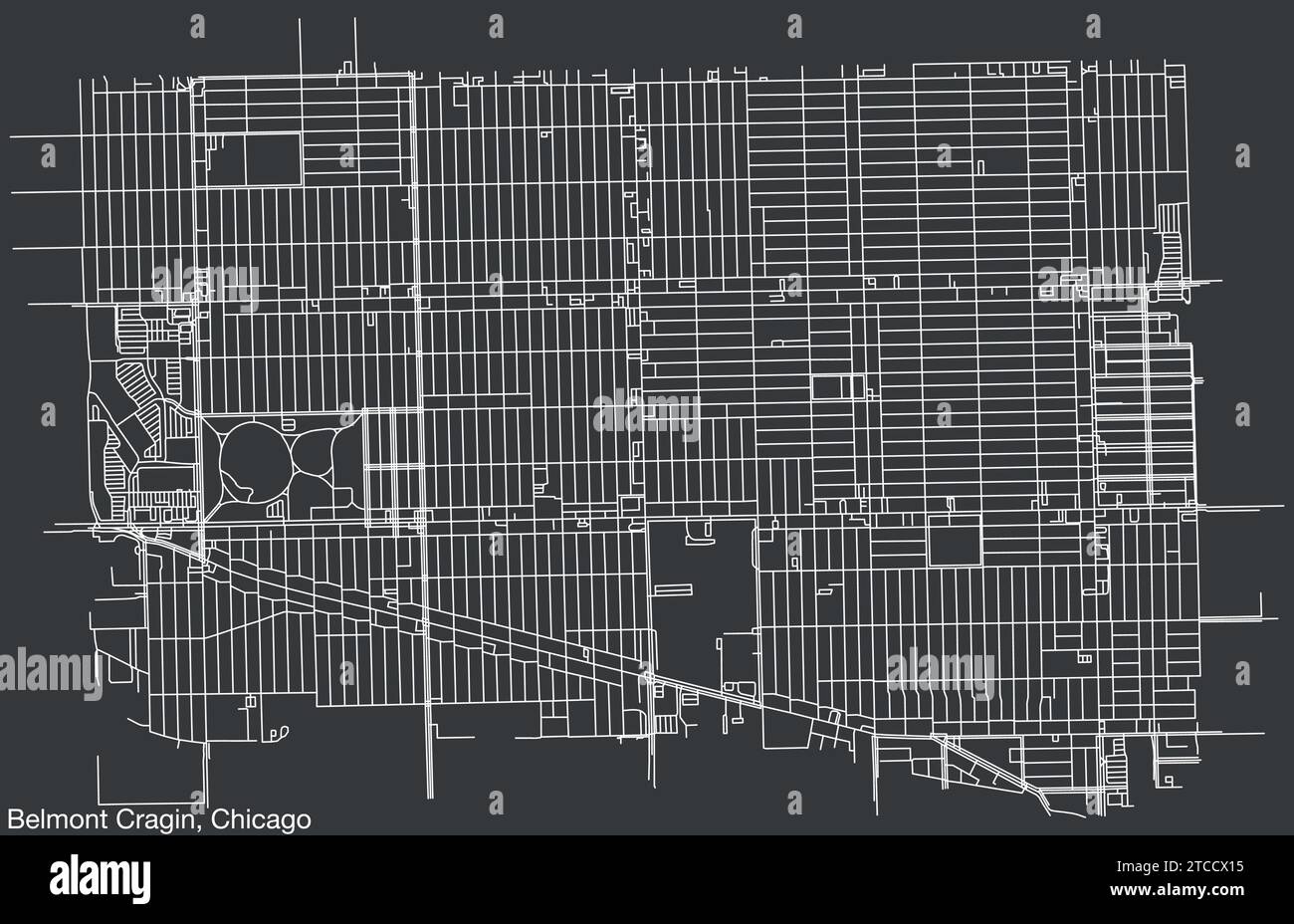 Straßenkarte des BELMONT CRAGIN COMMUNITY AREA, CHICAGO Stock Vektor