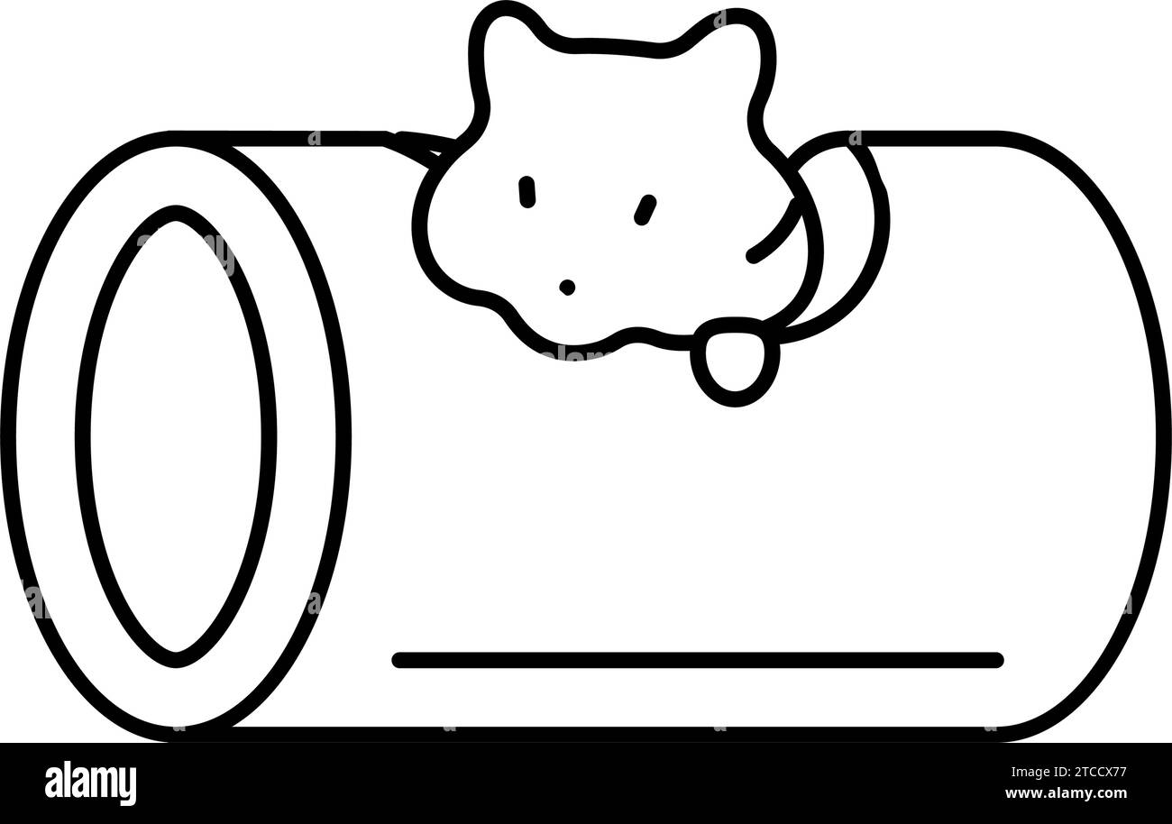 Hamster in Tunnel PET Line Icon Vektor Illustration Stock Vektor