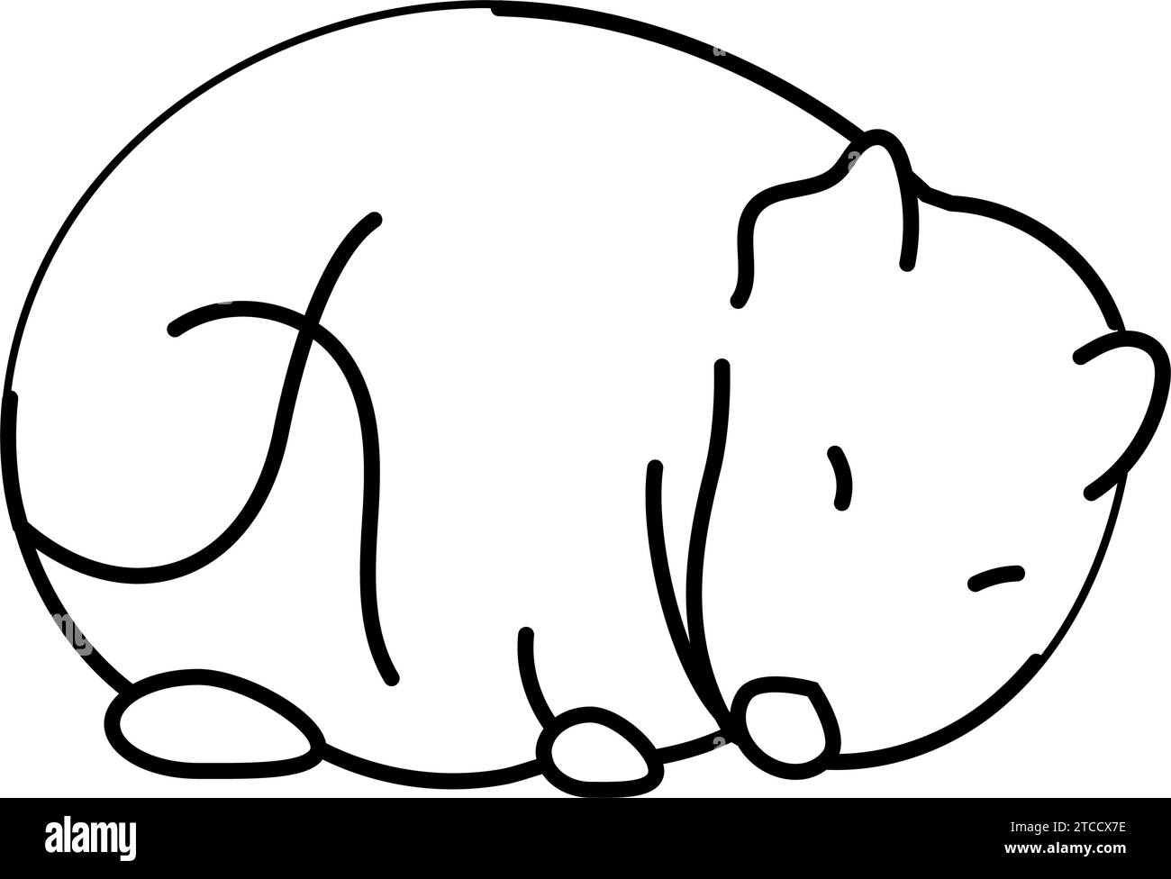 Hamster schlafende Haustier Linie Symbol Vektor Illustration Stock Vektor