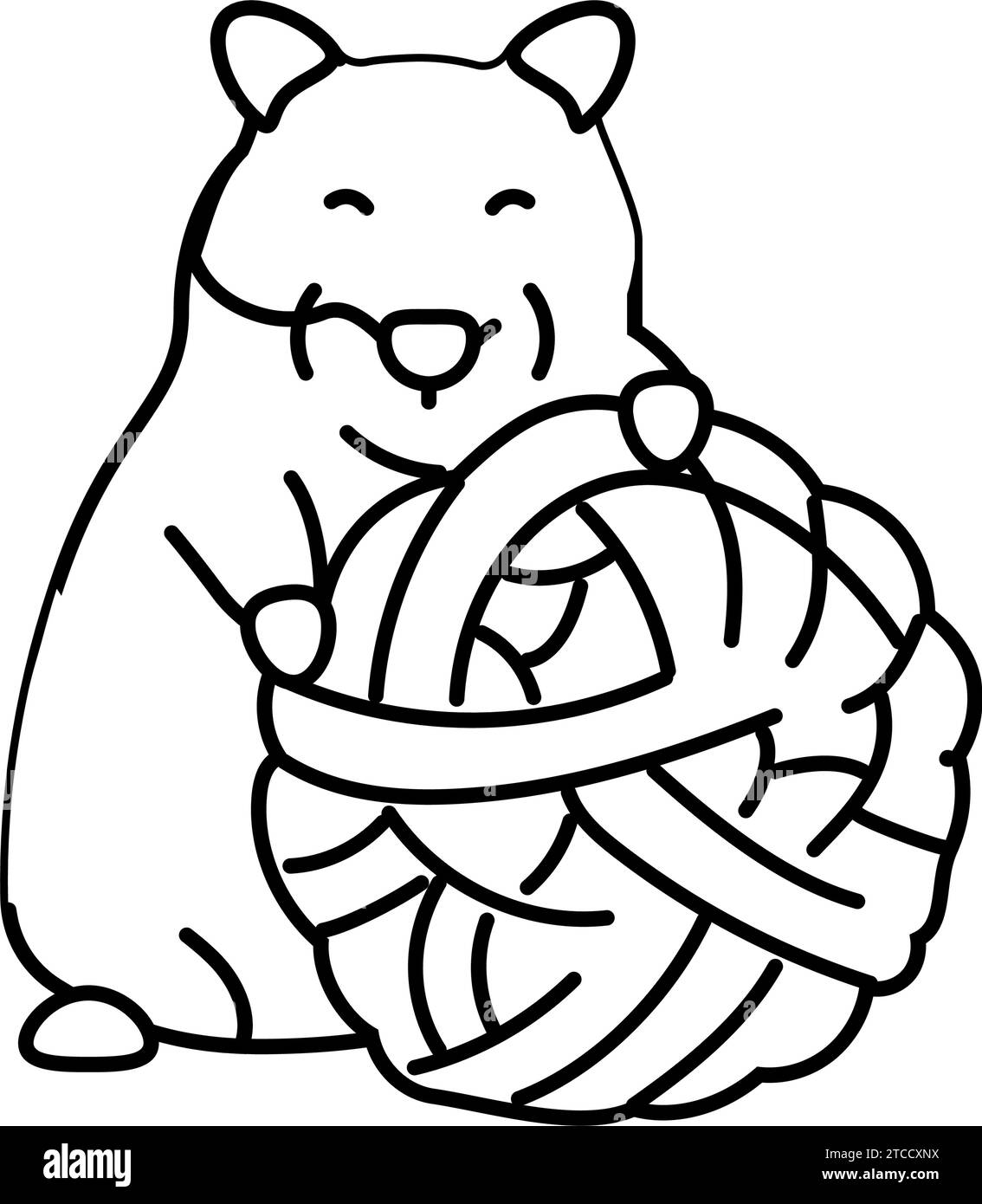 Hamster mit Spielzeug Haustier Linie Symbol Vektor Illustration Stock Vektor