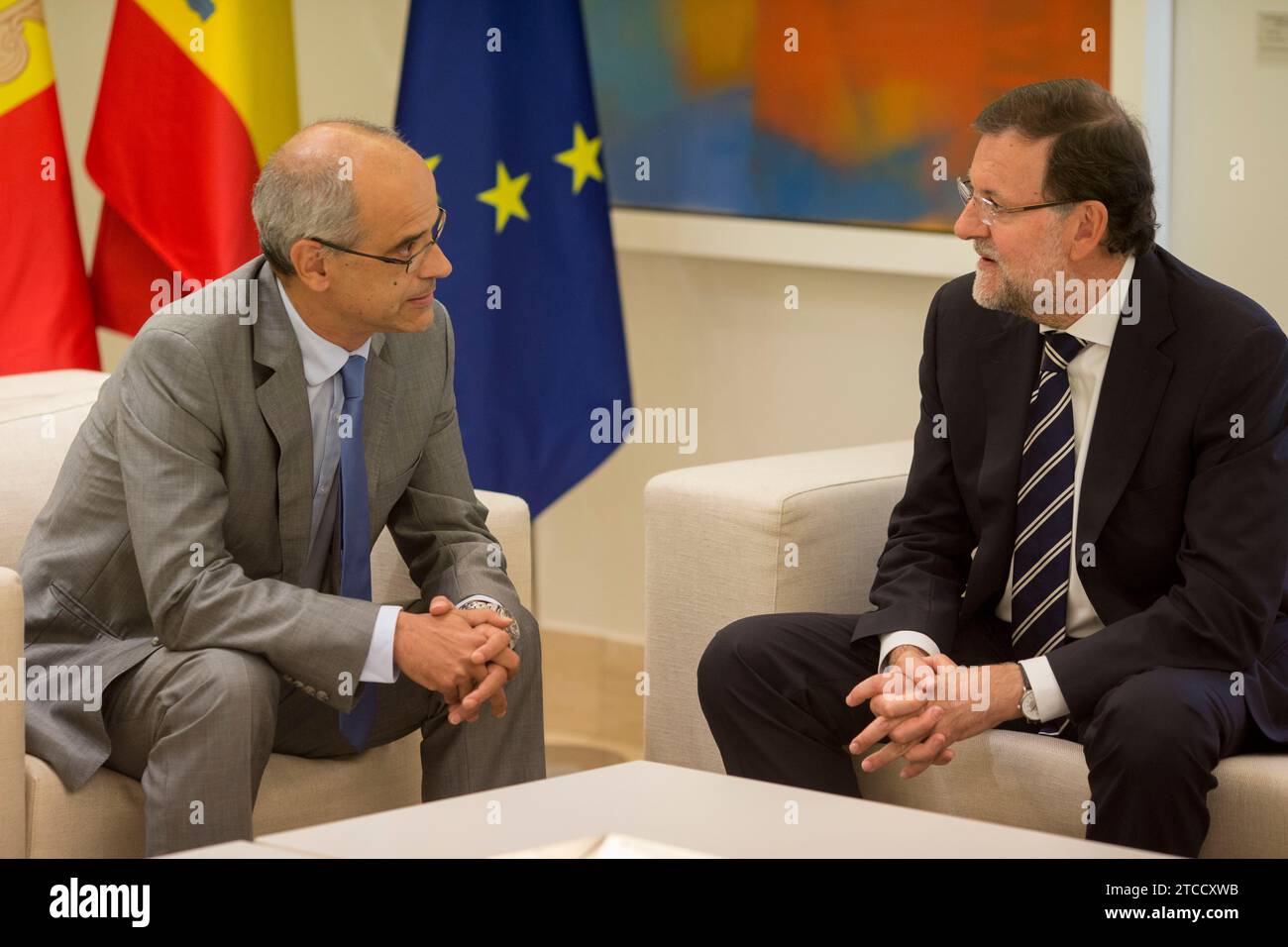 Madrid, 2. September 2014. Treffen von Mariano Rajoy mit dem Präsidenten von Andorra Antonio Marti im Palast von Moncloa. Foto: IGNACIO GIL....archdc. Quelle: Album / Archivo ABC / Ignacio Gil Stockfoto