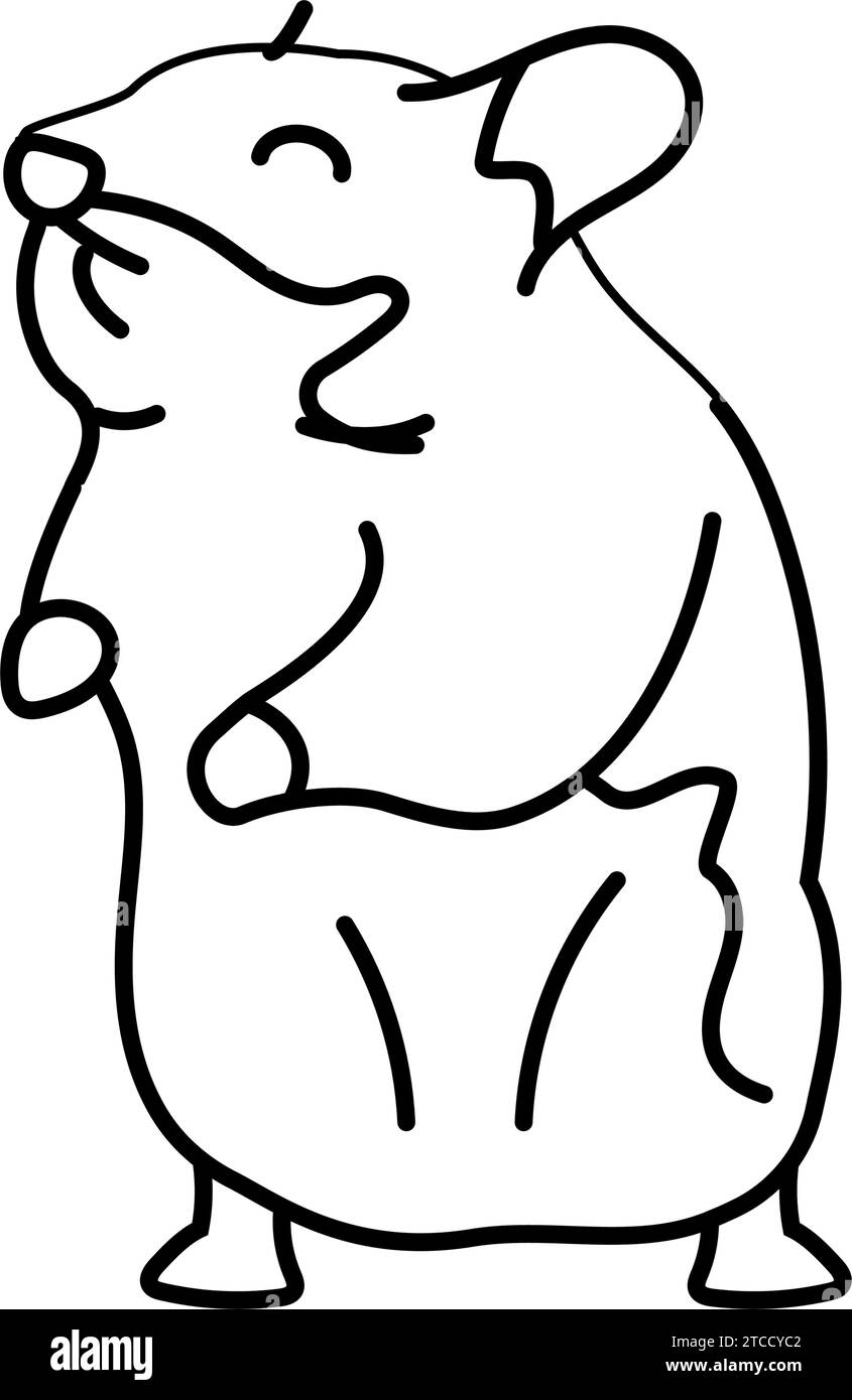 Vektorillustration für das stehende Haustier-Liniensymbol des Hamsters Stock Vektor