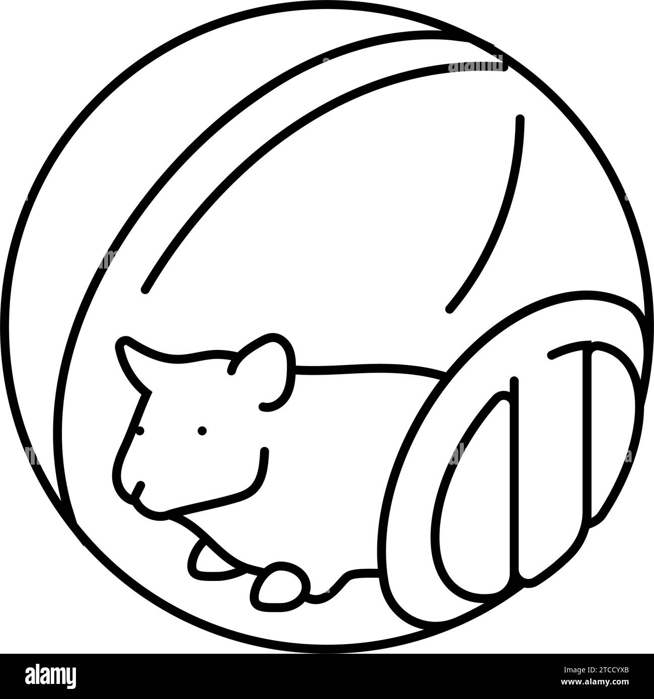 Hamster in Ball Haustier Linie Symbol Vektor Illustration Stock Vektor
