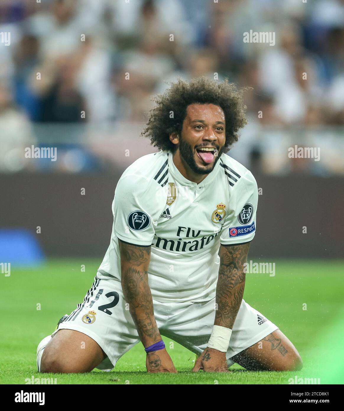 Madrid, 19.09.2018. Champions-League-Spiel im Stadion Santiago Bernabéu zwischen Real Madrid und Roma. Auf dem Bild, Marcelo. Foto: Ignacio Gil ARCHDC. Quelle: Album / Archivo ABC / Ignacio Gil Stockfoto