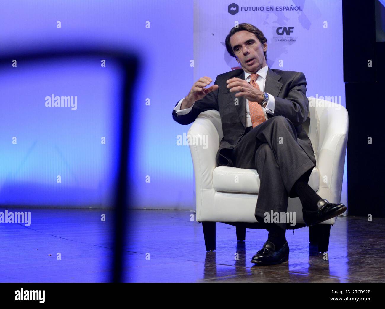 Madrid, 10.05.2015. José María Aznar auf dem Forum "Zukunft in Spanisch", organisiert von Vocento. Foto: Maya Balanya ARCHDC. Quelle: Album / Archivo ABC / Maya Balanya Stockfoto