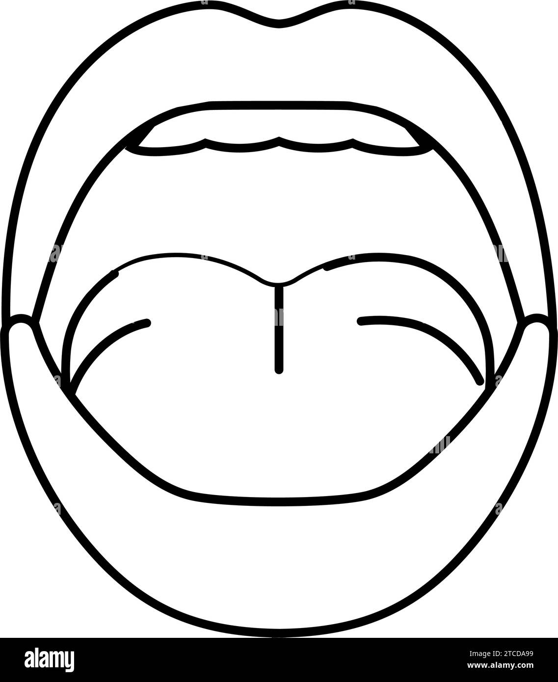 o Vektorillustration mit animiertem Liniensymbol im Mund Stock Vektor