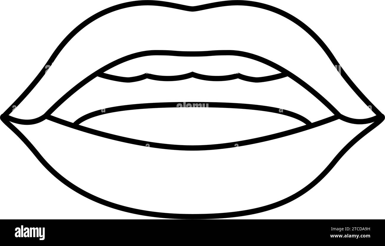 Vektorillustration des u-Buchstabens Mouth Anime Line Icon Stock Vektor