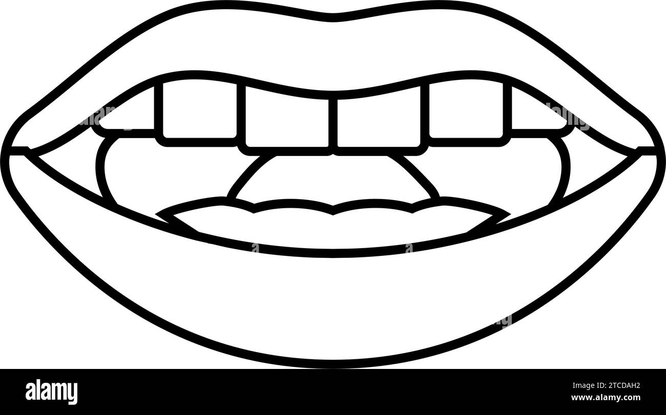 Vektor-Illustration für das Symbol „l Letter Mouth Anime Line“ Stock Vektor