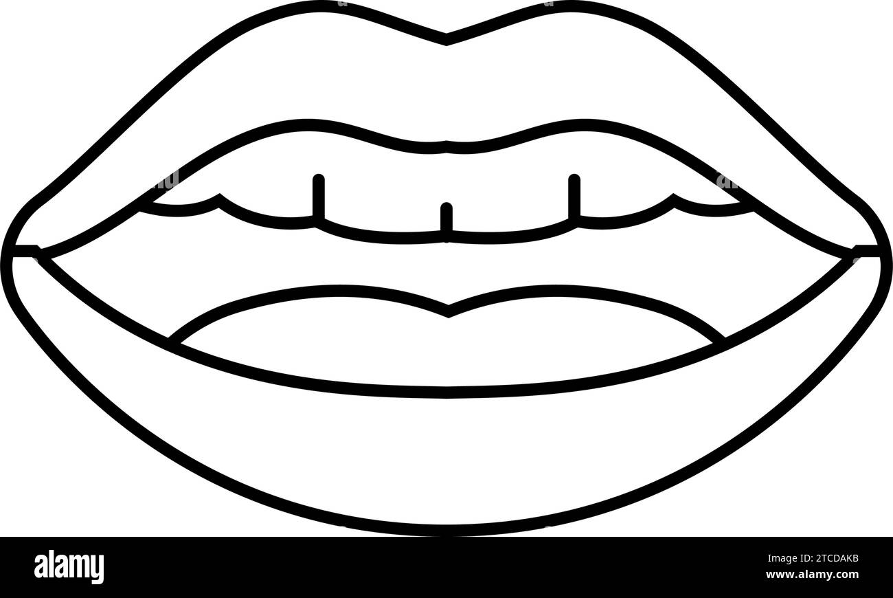 Vektor-Illustration des Zeichnungszeichens „ee Letter Mouth Anime Line“ Stock Vektor