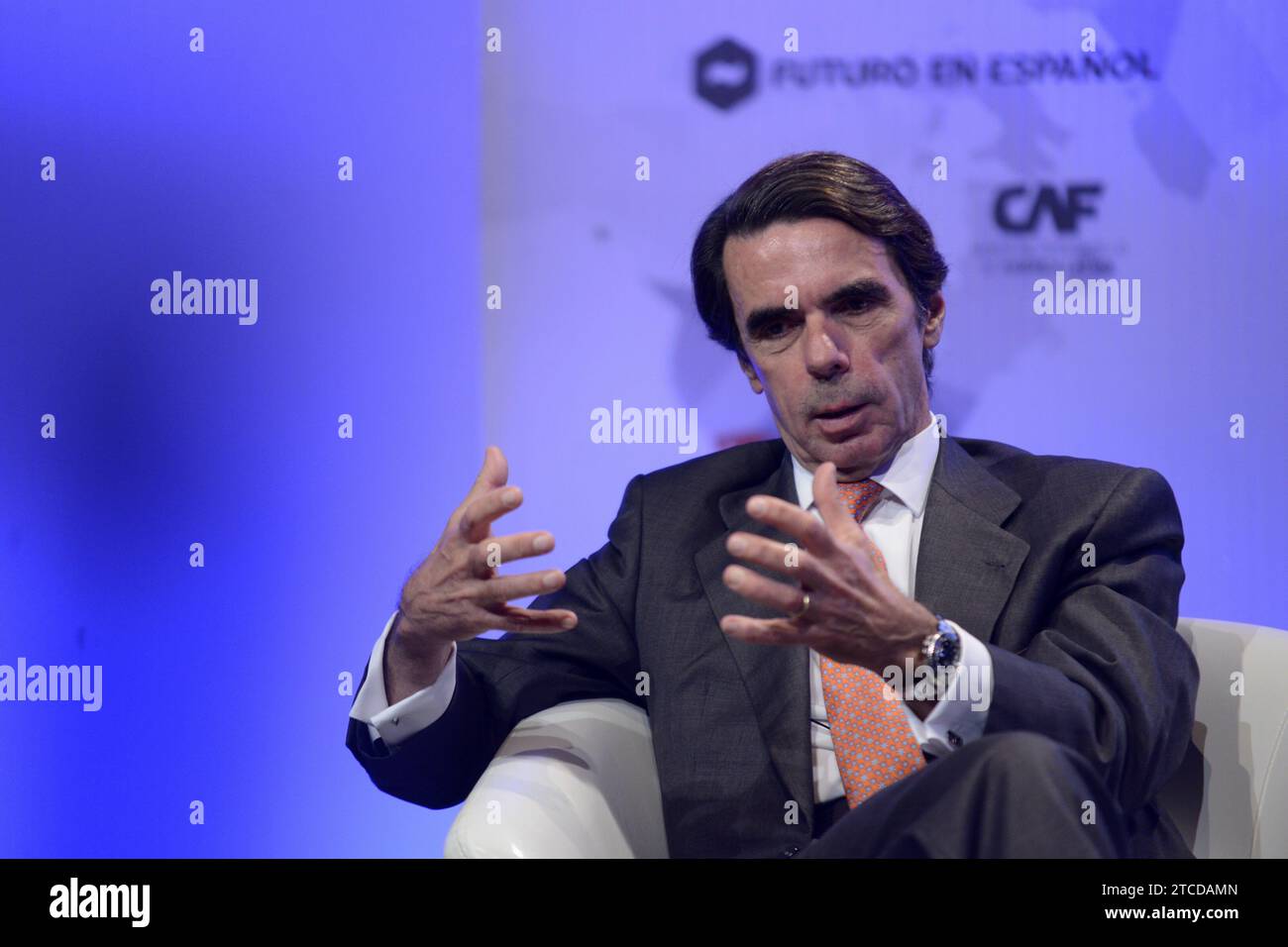 Madrid, 10.05.2015. José María Aznar auf dem Forum "Zukunft in Spanisch", organisiert von Vocento. Foto: Maya Balanya ARCHDC. Quelle: Album / Archivo ABC / Maya Balanya Stockfoto