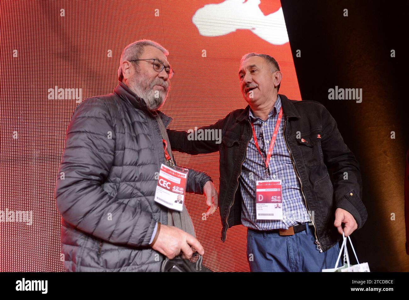 Madrid, 03.12.2016. Ugt-Kongress. Im Bild José María Álvarez und Cándido Méndez. Foto: Maya Balanya. Archdc. Quelle: Album / Archivo ABC / Maya Balanya Stockfoto