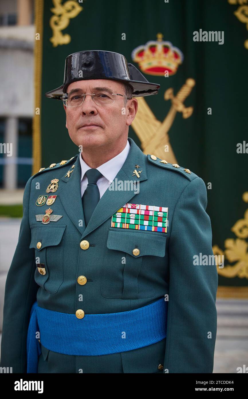 Tres Cantos (Madrid), 12.04.2018. Rathausplatz. Einweihungsfeier des Obersten Oberst des Madrider Kommandos, Oberst der Zivilgarde Diego Pérez de los Cobos. Foto: Guillermo Navarro. ARCHDC. Quelle: Album / Archivo ABC / Guillermo Navarro Stockfoto