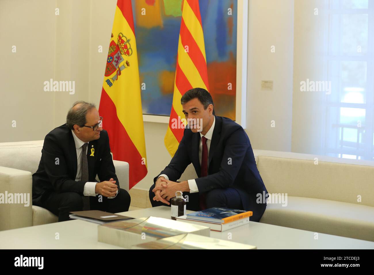 Madrid, 07.09.2018. Treffen im Palast La Moncloa zwischen dem Regierungspräsidenten Pedro Sánchez und dem Präsidenten der Generalitat Quim Torra. Foto: Jaime García ARCHDC. Quelle: Album / Archivo ABC / Jaime García Stockfoto