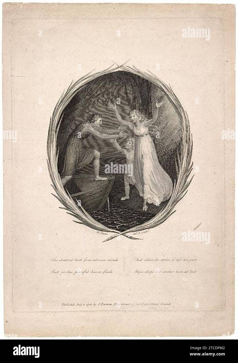 William Blake Cover an Elegy Set to Music von Thomas Commins J Fentum publ 1. Juli 1786. Stockfoto