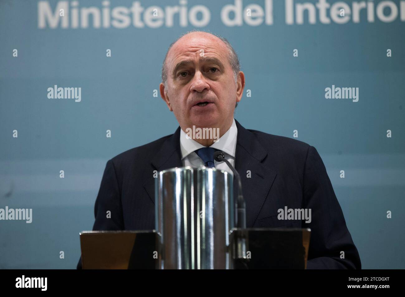 Madrid, 22.03.2016. Pressekonferenz des Innenministers Jorge Fernández Díaz nach Abschluss der überwachungskommission für den Antiterrorpakt mit allen Fraktionen. Foto: Ángel de Antonio ARCHDC. Quelle: Album / Archivo ABC / Ángel de Antonio Stockfoto